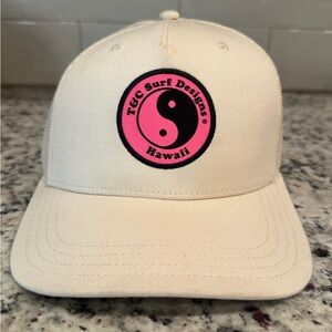 T&C Surf Designs Cream Cap with Pink Logo